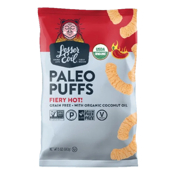 Lesser Evil Paleo Puffs Fiery Hot