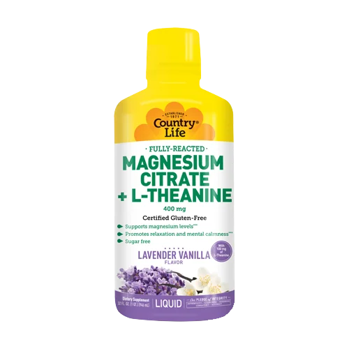 Country Life Vitamins Magnesium Citrate + L-Theanine Lavender Vanilla Liquid