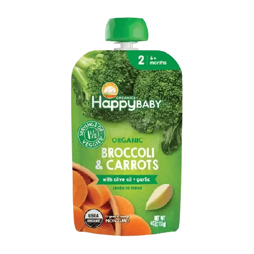 Happy Family Organics Broccoli & Carrots with Olive Oil & Garlic Pouch