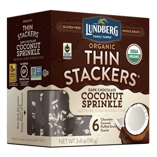Lundberg Family Farms Organic Chocolate Thin Stackers® - Coconut Sprinkle