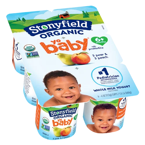 Stonyfield Farm Pear & Peach Organic YoBaby Whole Milk Baby Yogurt