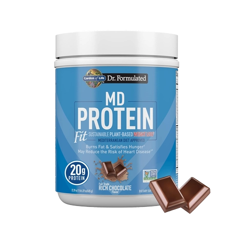 Garden of life proteins Dr. Formulated MD Protein Fit Sustainable Plant-Based Weight Loss† Fair Trade Rich Chocolate