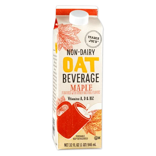 Trader Joes Non-Dairy Oat Beverage Maple Flavor