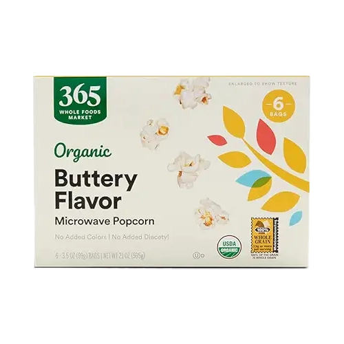 365 By Wholefoods Organic Buttery Flavor Microwave Popcorn