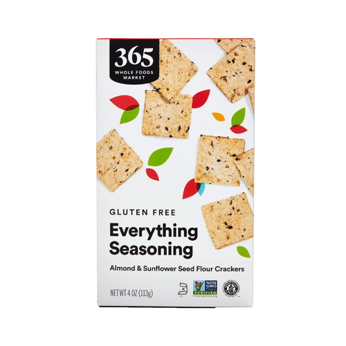 365 By Wholefoods Gluten Free Everything Seasoning Almond & Sunflower Seed Flour Crackers