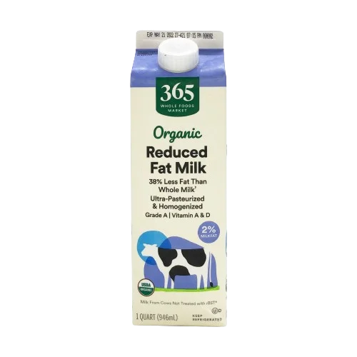 365 By Wholefoods Organic Reduced Fat Milk