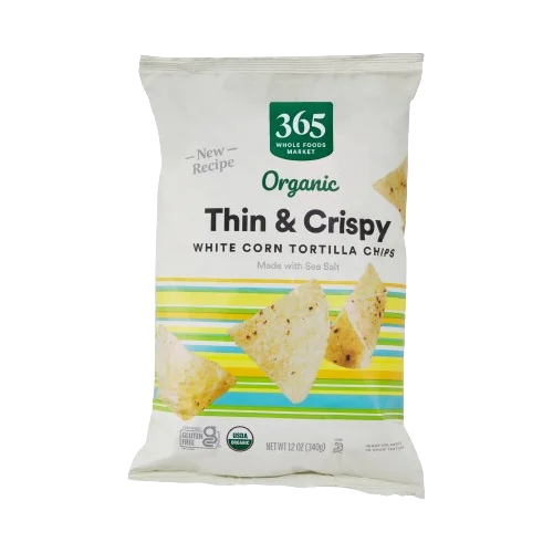 365 By Wholefoods Organic Thin & Crispy White Corn Tortilla Chips